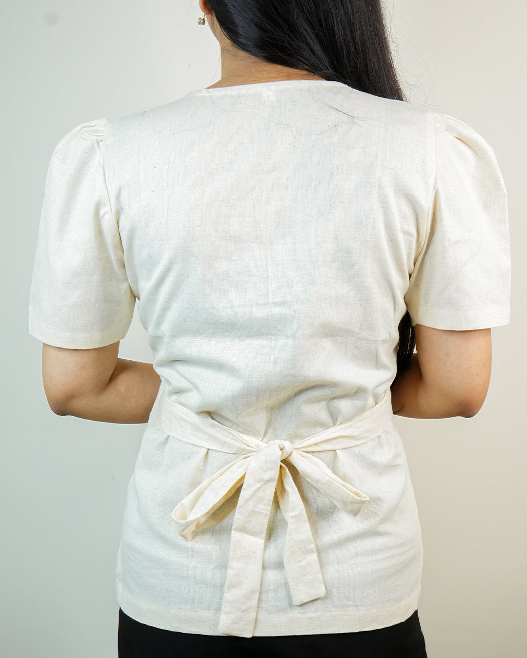 Daily Muse Shirt | Off White β Premium Cotton Puff Sleeve Shirt