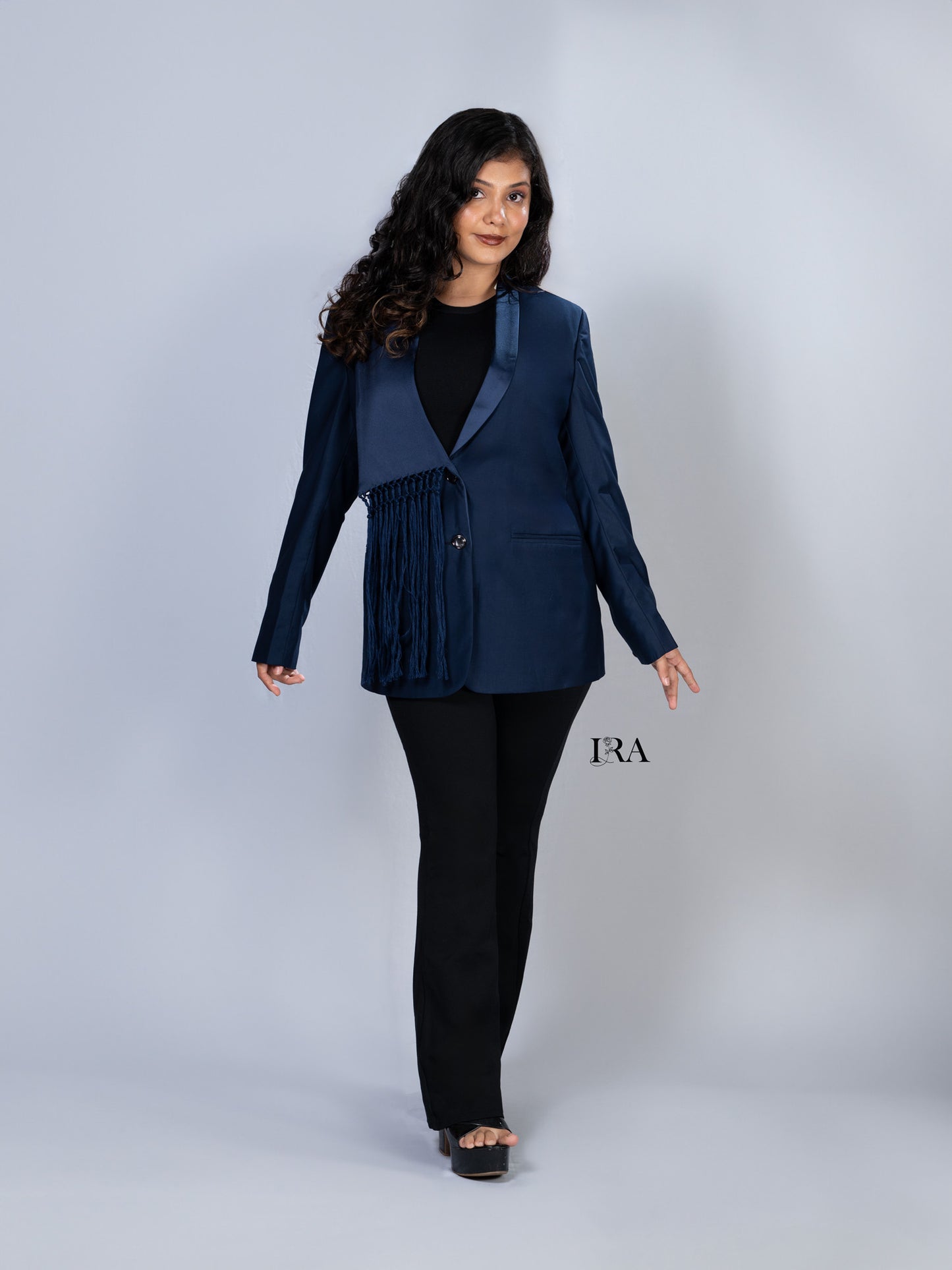 Royal Blue Blazer with Tassels – Bold Elegance and Unmatched Style