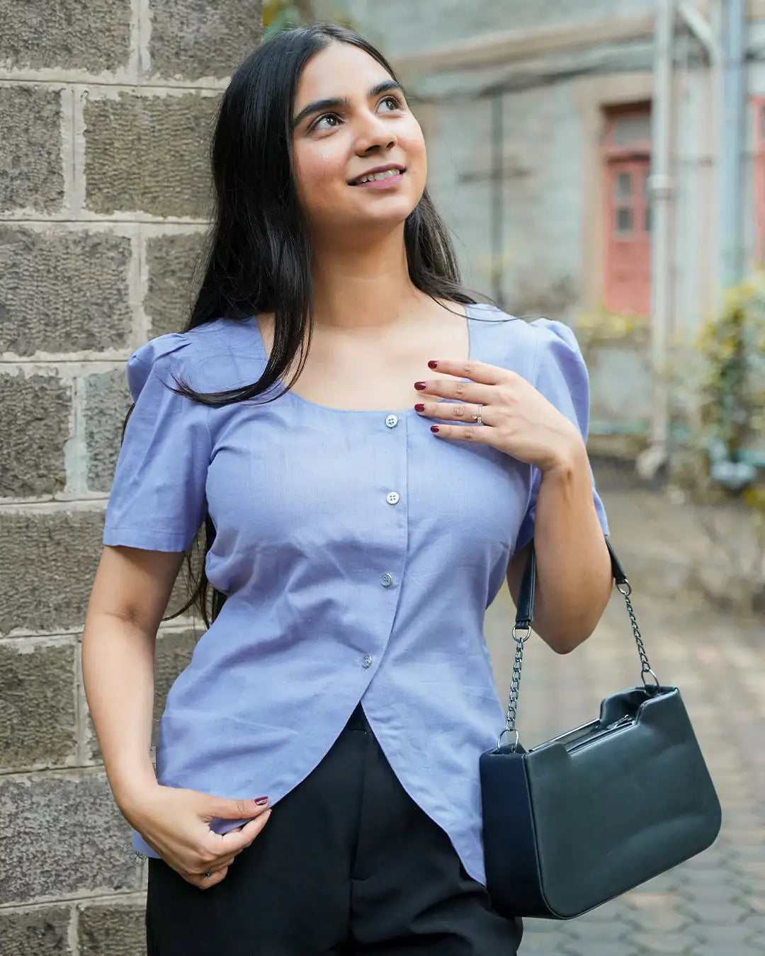 Daily Muse Shirt | Lavender – Cotton Puff Sleeve Shirt