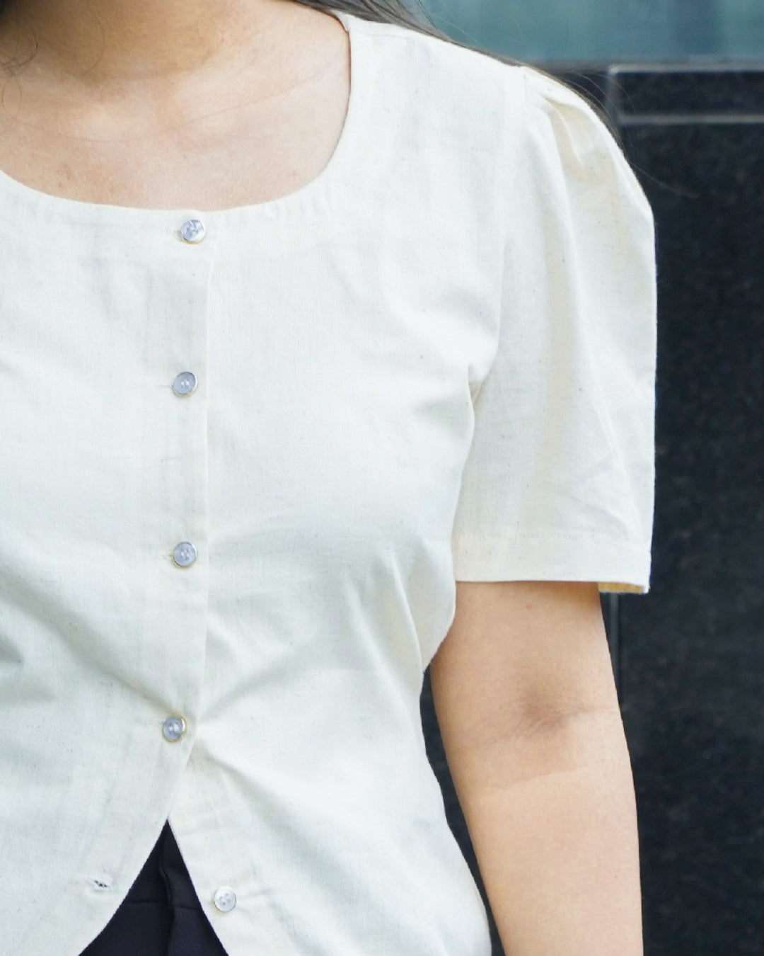Daily Muse Shirt | Off White – Premium Cotton Puff Sleeve Shirt