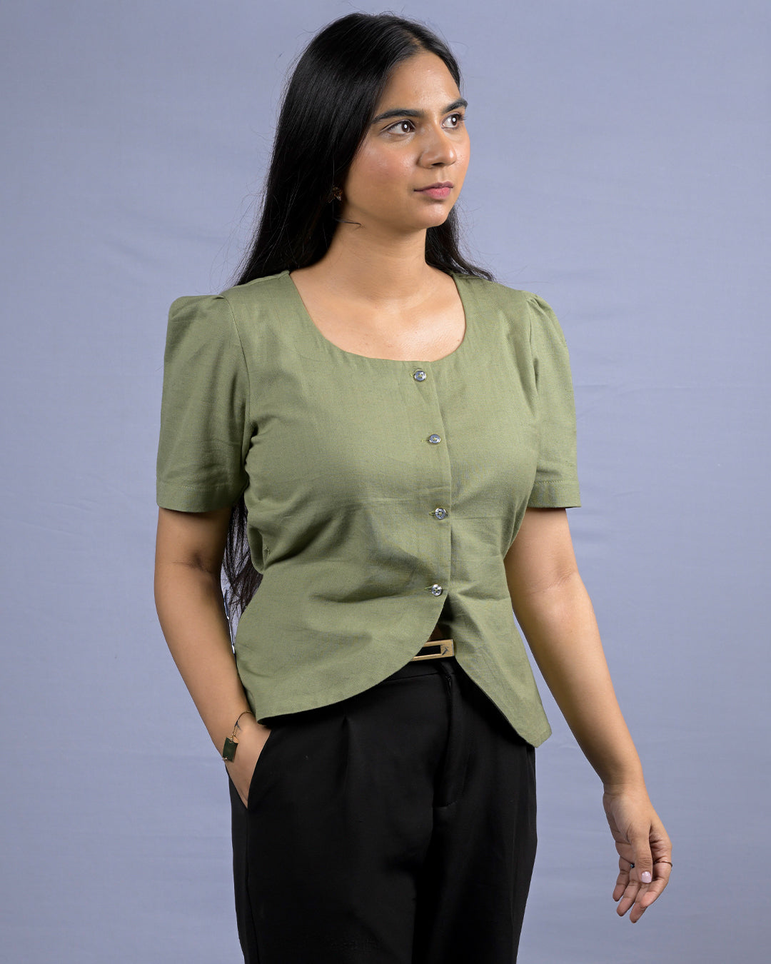 Daily Muse Shirt – Premium Cotton Puff Sleeve Shirt