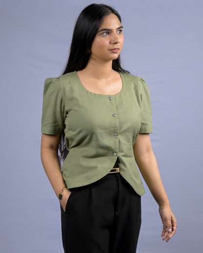 Daily Muse Shirt – Premium Cotton Puff Sleeve Shirt