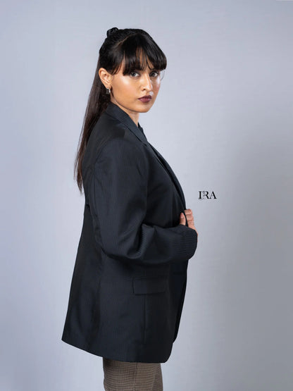 Classic Black Striped Blazer – Elegant Sleek and Timeless - Blazer