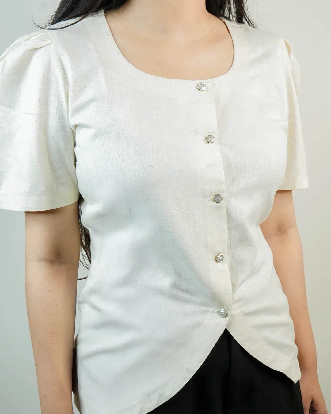 Daily Muse Shirt | Off White – Premium Cotton Puff Sleeve Shirt - shirts