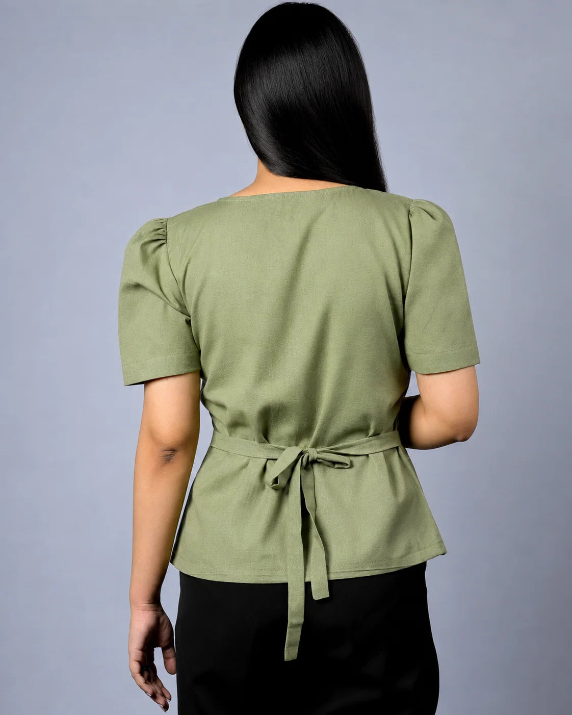 Daily Muse Shirt | Sage Green – Premium Cotton Puff Sleeve Shirt - shirts