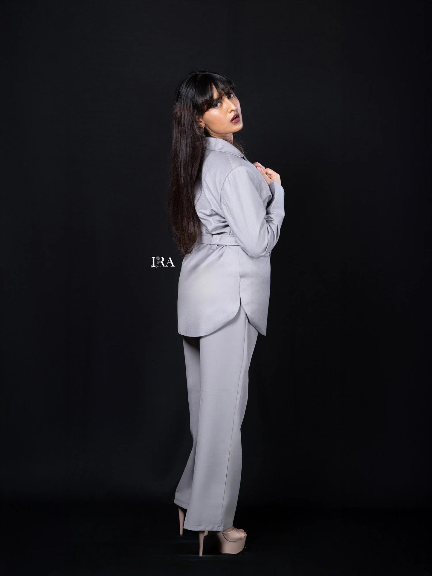 Grey Luxe Belted Blazer – Timeless Elegance with a Modern Edge - Blazer